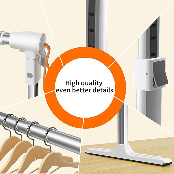 Foldable Adjustable Closet Rod,20.86-35.43in Width Aluminum Clothes Hanging Rod,Portable Drying Rack for Closet Storage RV Laundry Small Space,Tool-free installation,Heavy Duty Tension Rod