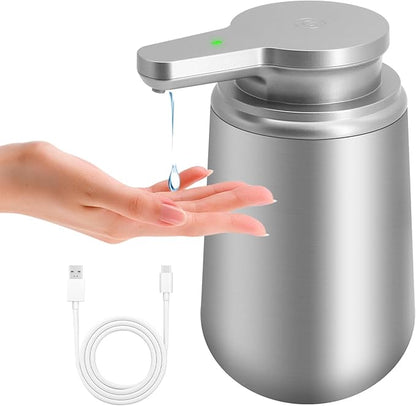 Mamiddle 12 oz. Automatic Soap Dispenser Stainless Steel with Sensor Infrared Soap Dispenser Electric IPX5 Waterproof USB-C Charging Motion Sensor for Kitchen & Bathroom (Silver Arc)