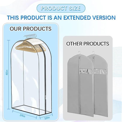 4 PCS 40"Clear garment bags for hanging clothes storage protectors clothes cover for hanging bag with 4 pcs Shoe storage bag (Clear-4PCS)