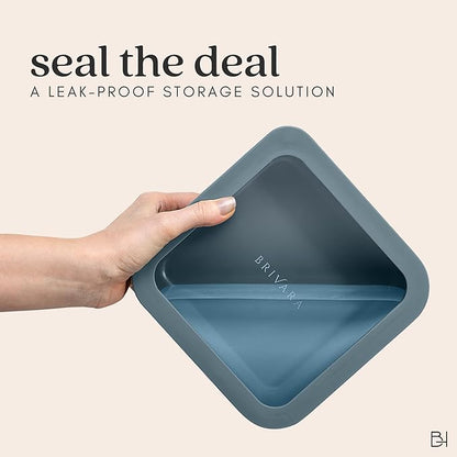 Ceramic Coated Glass Food Storage Container | No PTFE, PFOA, PFAS, and BPA | Reusable Non Toxic Meal Prep Container with Glass Lid | Easy To Store | 3 Cup Rectangle [Dusk]