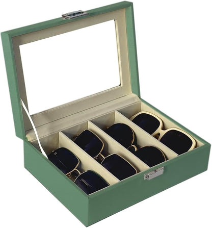 UnionPlus 4-Slots Sunglasses Case Organizer, Eyeglass Glasses Display Holder Collector, Multiple Sunglasses Storage Case, Malachite Green
