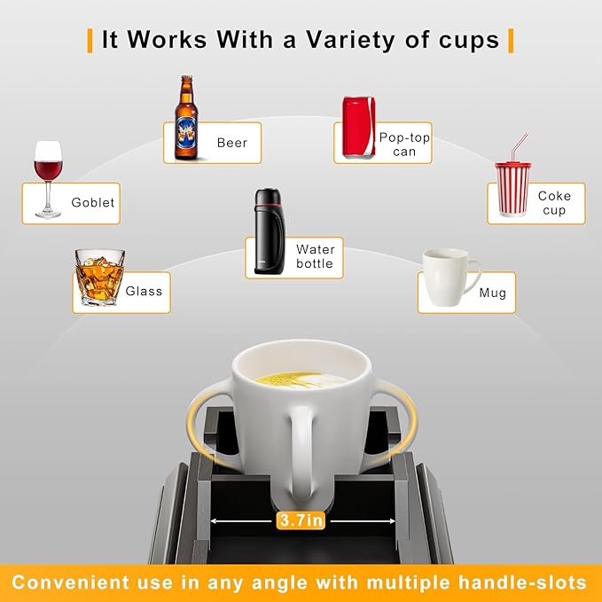 Bamboo Couch Armrest Table, Sofa Arm Tray with Detachable Couch Cup Holder- 2 in 1 Anti-Slip Foldable Sofa Armchair Caddy Table for Drinks Cellphone TV Remote Snacks (Black)