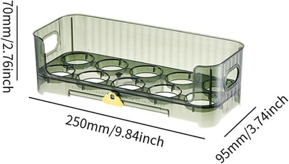 Egg Holder,Home Egg Container for Refrigerator Side Door Egg Dispenser Stackable Organizer Tray Container for Kitchen or Pantry Organizers and Storage Cupboard Cabinet, Green