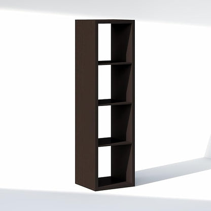 Furinno Cubic Closet Organizers and Storage, 4-Cube Closet Organizer, Vertical Open Shelf Closet Storage, Extra Thick Frame for Wardrobe, Bedroom, Living Room, Dark Oak