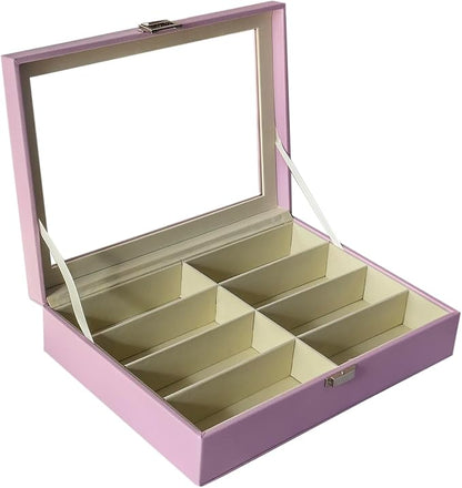 UnionPlus 8-Slots Sunglasses Case Organizer, Eyeglass Glasses Display Holder Collector, Multiple Sunglasses Storage Case, Violet Tulle