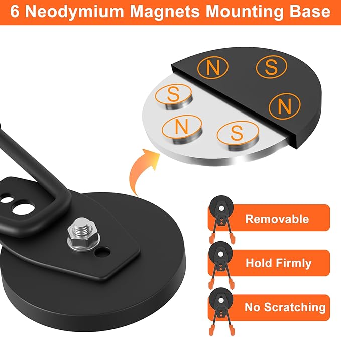 ENUODA Magnetic Hooks Heavy Duty Magnetic Tool Holder Magnets with Hooks for Hanging Wreath, Garden Tool, Toolbox, Shovel, Broom, Garage, Tool Chest, Organization, 4 PCS