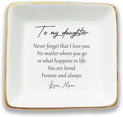 To My Daughter Gift, Ceramic Ring Dish For Girl Bride From Mom, Jewelry Dish, Jewelry Holder, Daughter Birthday Gift, Daughter Present, Wedding Gift, Mother And Daughter, Daughter In Law Gift