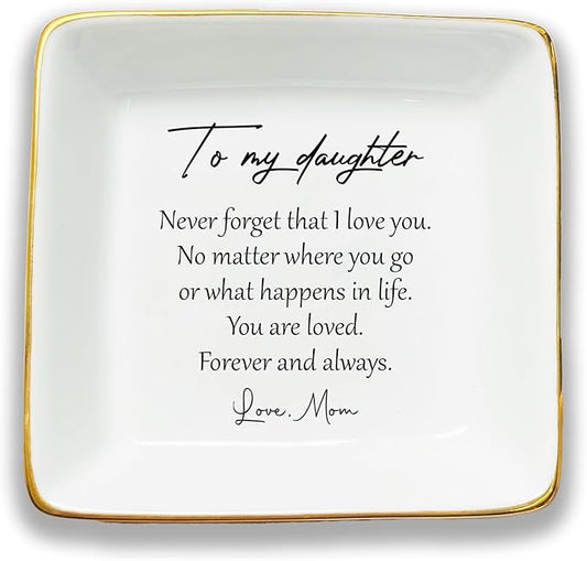 To My Daughter Gift, Ceramic Ring Dish For Girl Bride From Mom, Jewelry Dish, Jewelry Holder, Daughter Birthday Gift, Daughter Present, Wedding Gift, Mother And Daughter, Daughter In Law Gift