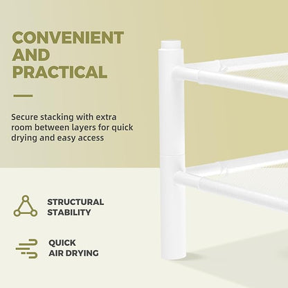 Sweater Drying Rack, 2-Layer Stackable Flat Clothes Drying Rack, Laundry Drying Rack, Mesh Air Dryer, Portable Dry Rack for Indoor & Outdoor