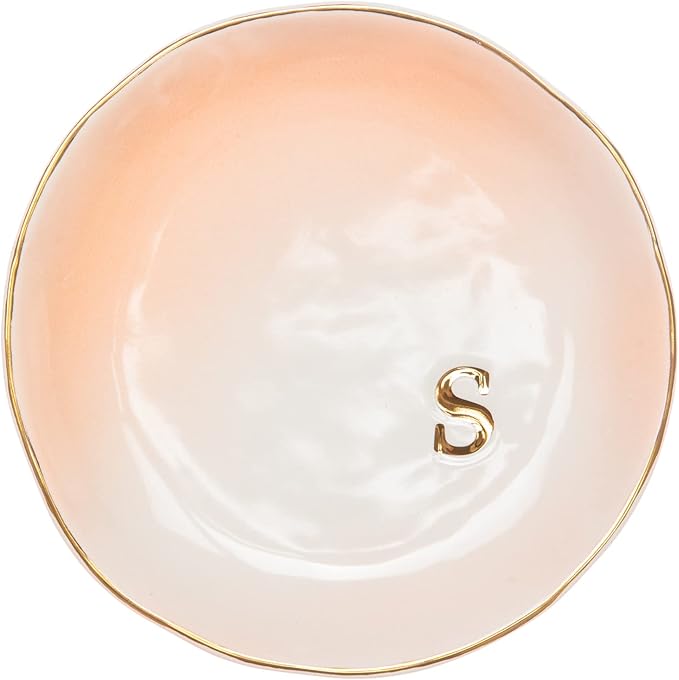 COLLECTIVE HOME - Ceramic Jewelry Tray, Decorative Trinket Dish for Rings Earrings Necklaces Bracelet Watch Keys, Birthday Mother's Day Christmas Gift for Women, 4.75", Colored Surface (S)