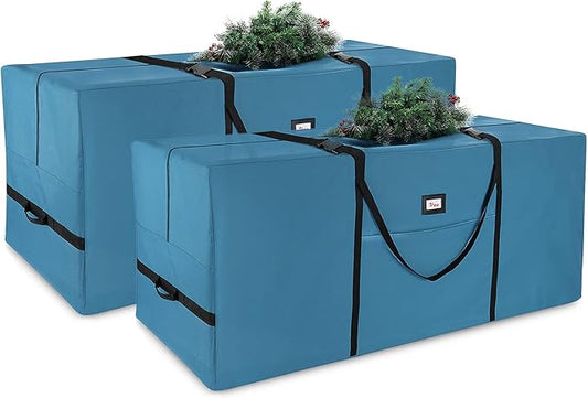 Hearth & Harbor Christmas Tree Storage Bag - Artificial Christmas Tree Bag with Reinforced Handles, Dual Zipper, Wide Opening - Storage Container for Trees and Decorations, 7.5 + 9 FT - 600D Oxford