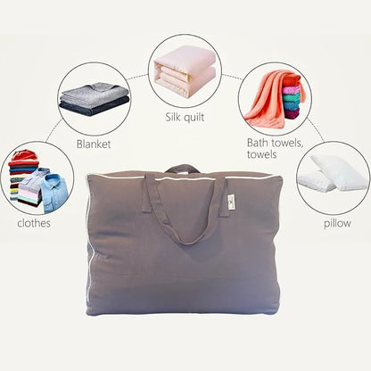 Forever Cotton Blanket and Comforter Storage Bag with Handles for Comforters, Blankets, Linens and Garments | Underbed/Wardrobe Breathable Closet Organizer Bag (X-Large (24"x15"x12"), Gray)