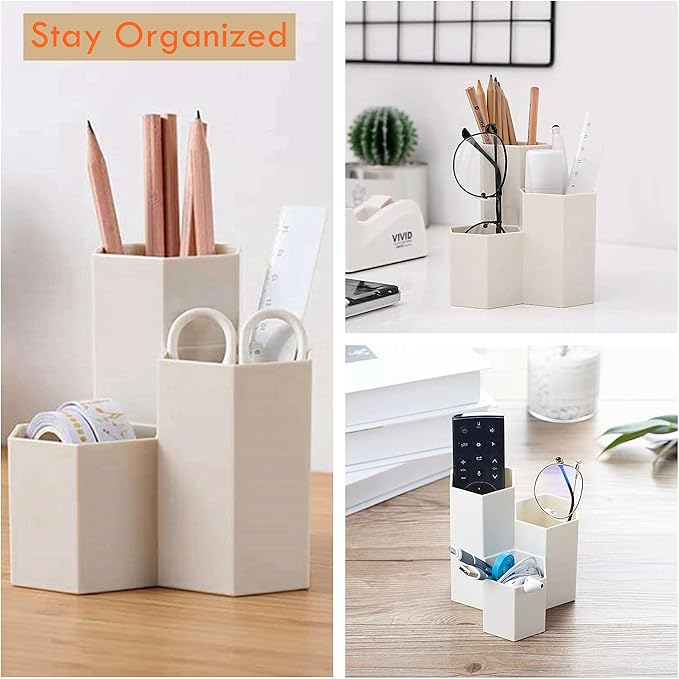 Pencil Holder for Desk Pens Cup Pencil Organizer Cute Desk Accessories Desktop Supplies for Office/School/Home (White)