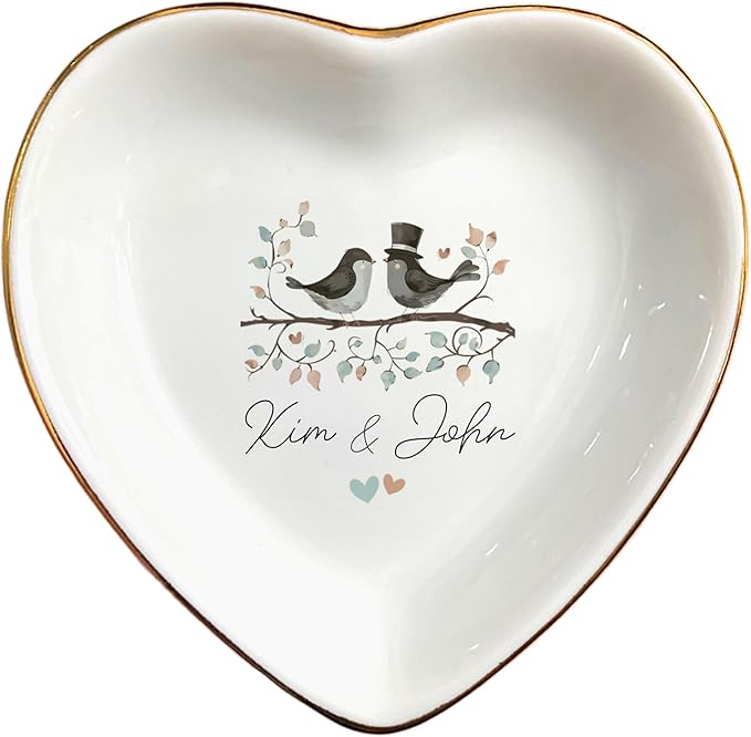Wedding Ring Dish Jewelry Trinket Tray for Mother-in-law,Bridesmaid,Mother of the Bride/Groom-Engagement,Bridal Shower,Bachelorette Gifts for Couples,Mr. Mrs. (Wedding Custom 1)