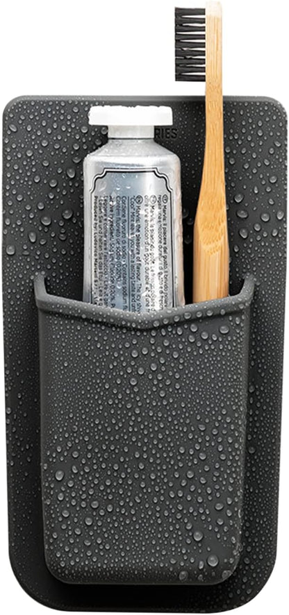 TOOLETRIES The Henry Essentials Holder - Silicone Toiletry Organizer, Shower & Bathroom Accessory - Features Silicone-Grip Technology, Removable & Reusable - Charcoal