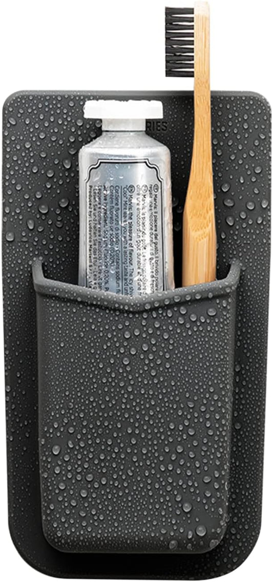 TOOLETRIES The Henry Essentials Holder - Silicone Toiletry Organizer, Shower & Bathroom Accessory - Features Silicone-Grip Technology, Removable & Reusable - Charcoal