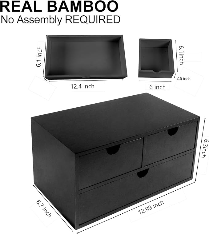 Desk Organizer with Drawers Countertop Drawer Organizer Drawers for Desk Top Home Office Workspace Bathroom Toiletries Supplies (black)
