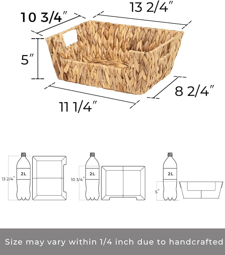 StorageWorks Garbage Bag Dispenser with Lid, tackable Water Hyacinth Storage Baskets