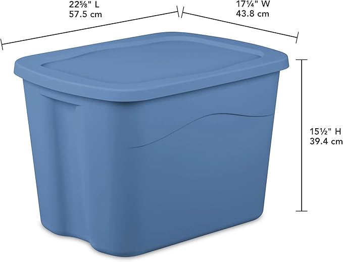Large 18 Gallon Light Blue Plastic Storage Tote with Snap-on Lid (8 Pack), Stackable Storage Bin for Garage Basement Closet Home Organization