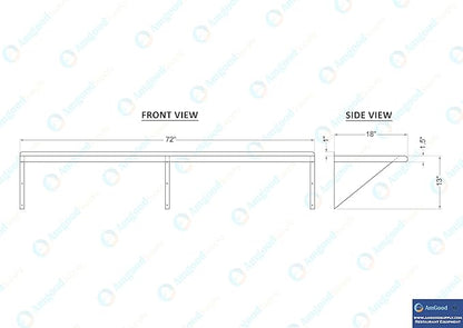 AmGood 72" Long X 18" Deep Stainless Steel Wall Shelf | NSF Certified | Appliance & Equipment Metal Shelving | Kitchen, Restaurant, Garage, Laundry, Utility Room