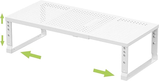 Expandable Adjustable Stackable Kitchen Organizer, Spice Rack,Metal Pantry Storage Shelves Racks,Counter Shelf for Cabinets, Countertop, Cupboard(1 Pack/Medium/White)