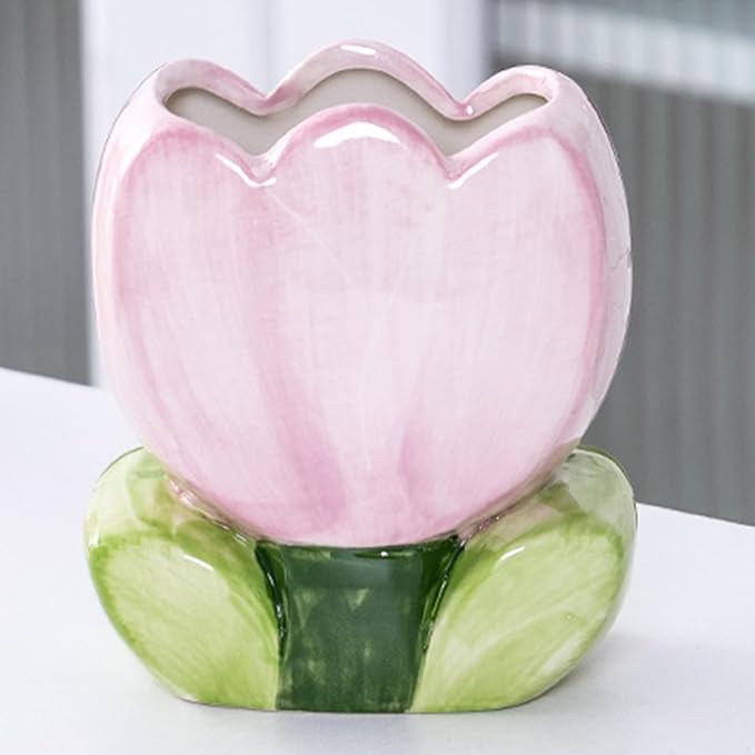 Purple Pencil Holder Cute Toothbrush Holder Pen Holder for Desk Tulips Vase Decor Aesthetic for Office Makeup Brush Holder Kawaii Desk Accessories Home Decor Birthday Gifts for Women