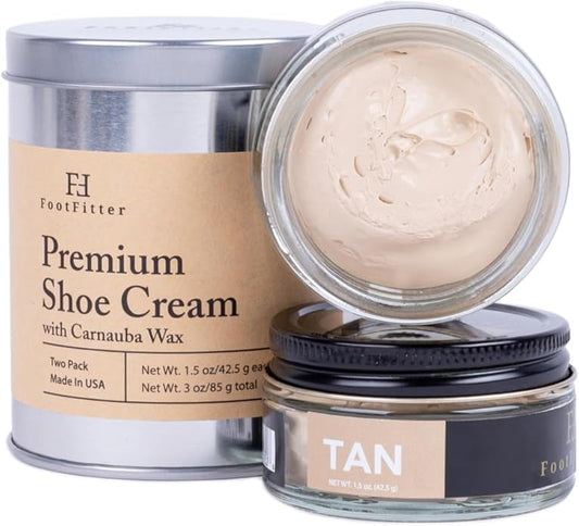 FootFitter Shoe Polish Cream with Carnauba Wax, Restores Leather, Adds Shine & Color to Boots & Shoes (Made in USA) Two Pack