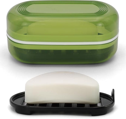 AIMAIAIMAI Soap Holder - Portable Travel Soap Case with Draining Layer - Perfect for Bathroom, Gym, Camping, Traveling (Green)