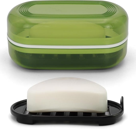AIMAIAIMAI Soap Holder - Portable Travel Soap Case with Draining Layer - Perfect for Bathroom, Gym, Camping, Traveling (Green)
