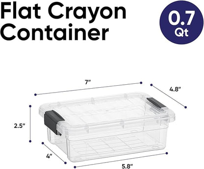 Superio Mini Storage Container Plastic Crayon Box Art Supplies and Sewing Case Stackable Clear Small Organizer for Beads, Stationery, Chalk, and Food, 0.7 Quart, 6 Pack