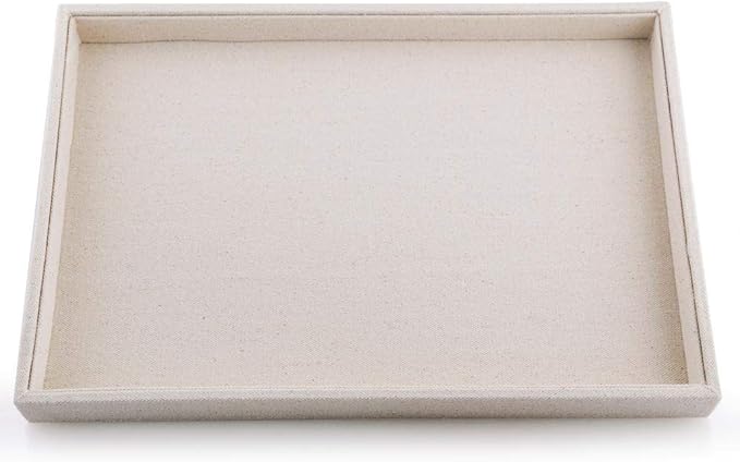 Oirlv linen Jewelry Display Trays Stackable Necklace Bracelet Ring Showcase Display Empty Plate(Pack of 1)