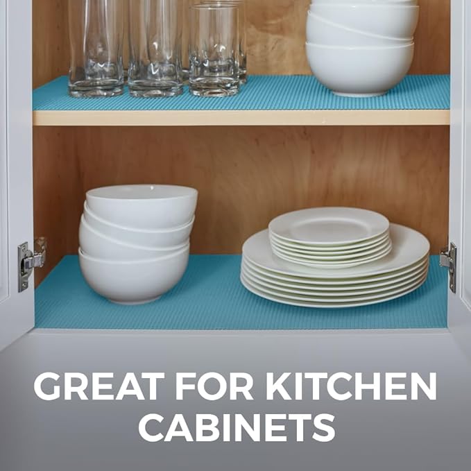 HOME GENIE Shelf Drawer and Cabinet Liner, Durable with Strong Grip, 12 in x 20 FT, Non Adhesive Liners Protect Kitchen Cabinets and Cupboard, Pantry, Bathroom Drawers and Shelves, Desks, Teal