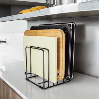 Mythco Kitchen Cabinet Cutting Board Organizer, Cookie Sheet Storage Rack,Cabinet Dividers Holder with 5 Slots for Baking Pan Tray Organizer (1 PC)
