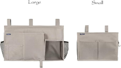 Surblue Bedside Caddy Hanging Bed Organizer Storage Bag Pocket for Bunk and Hospital Beds, College Dorm Rooms Baby Bed Rails,Camp 4 Pockets and 2 Hooks (Gray)