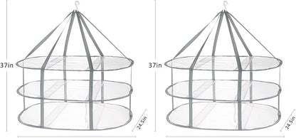 AUTODECO 2 Pack 3-Tier Folding Mesh Clothes Hanging Dryer, Sweater Drying Rack, Large Laundry Drying Rack, Lay fold Flat Dry Hanger, Mesh Clothes Hanging Dryer - XL(3Tier)+XL(3Tier)