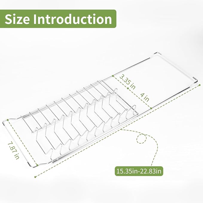 PapakeNook Space Saving Dish Drying Rack Small - Expandable Telescopic Over The Sink Drying Rack,304 Stainless Steel Dishrack for 13.58" - 21.65" Sinks.(Large)