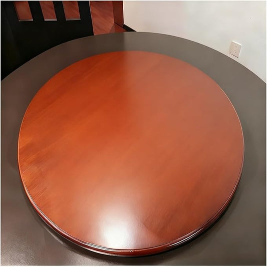 32''Round Walnut Rotating Dinner Platters, Large Lazy Susan Turntable, 360-Degree Smooth Rotation for Kitchens, Dining Rooms