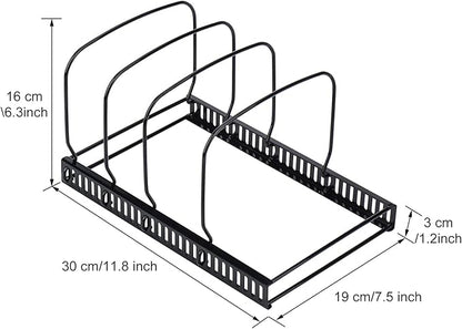 Toplife 10+ Bakeware Organizer Rack for Kitchen Bakeware, Cookware, Dinnerware, Cutting Boards, Plates, Pot and Pan Lids (Black)