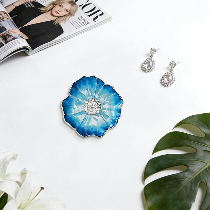 LARAINE Jewelry Dish Display Trinket Tray Flower Home Decorative Organizer Gift Necklace Earring Rings Holder Storage 3.15" (Blue)