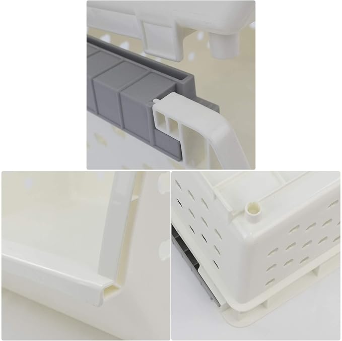 3 Pack Large Stackable Storage Bins Kitchen Plastic Stacking Basket, White