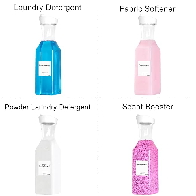 50 OZ Liquid Laundry Detergent Dispenser, Plastic Detergent Container for Organizing, Fabric Softener and Soap Dispenser, Powder Organizer for Laundry Room, 2 Pack