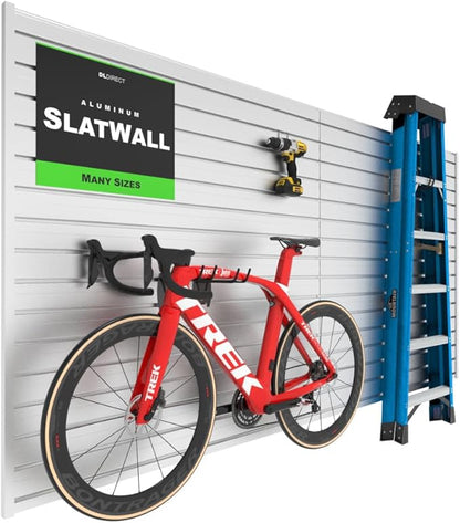 DLDIRECT DiamondLife Aluminum Slatwall Panel Garage Wall Organizer - Heavy Duty Wall Mounted Slatwall Rack, Interlocking Paneling for Garage Board Storage System - Silver (4'H x 8'W)