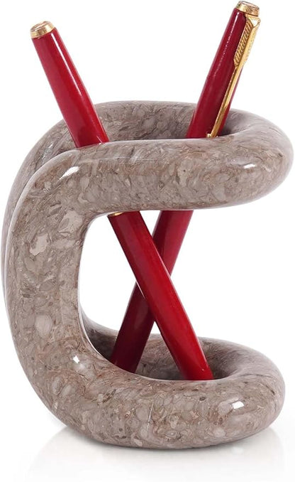 Marble Pen Holder for Desk 4 Inch Oceanic Pencil Holder for Desk Accessories & Workspace Organizers - Stone Stationary Holders for Office Decor - Pen Organizer for Gifts