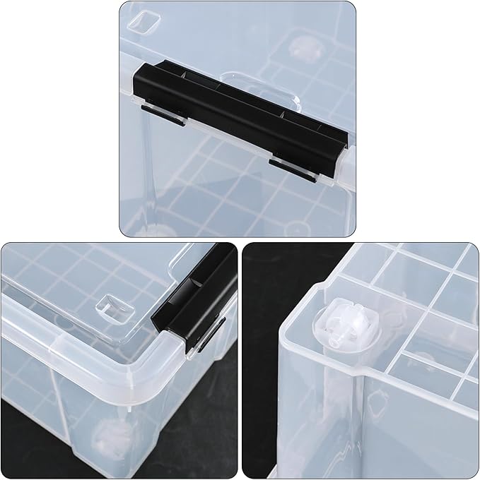 Neadas 22 Quart Plastic Clear Storage Box with Wheels, Plastic Storage Bins with Lids, Latching Bins, 4 Packs