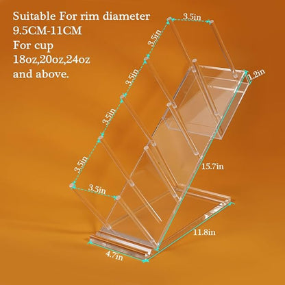 Disposable Cups Holder, Large Acrylic Coffee Bar Organizer for 18oz, 20oz, 24oz Disposable Paper & Plastic Cups Holder Stand On Home Countertop Store Office Coffee Station(Type B)