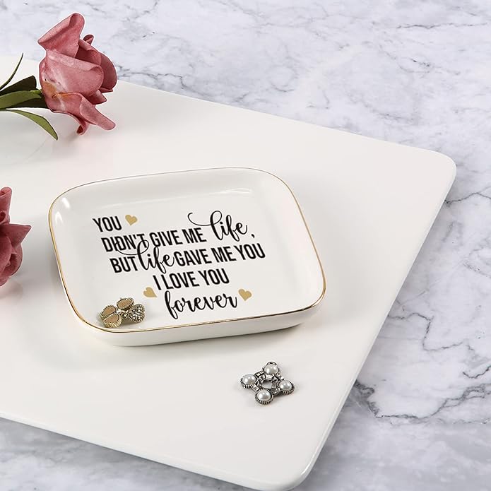 Scwhousi Ring Dish Jewelry Tray for Friend Mom Sister Maid of Honor,Birthday Mother's Day Christmas Gifts