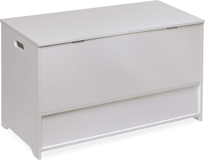 Badger Basket Toy Box and Storage Bench - Chest and Seat Combo with 2 Reversible Baskets, Safety Hinge Lid - Kids Toy Organizer for Playroom or Bedroom - White