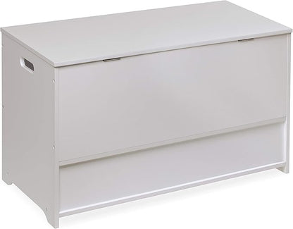 Badger Basket Toy Box and Storage Bench - Chest and Seat Combo with 2 Reversible Baskets, Safety Hinge Lid - Kids Toy Organizer for Playroom or Bedroom - White