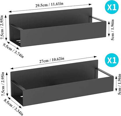 2 Pack Magnetic Spice Storage Rack Organizer for Refrigerator and Oven, Black Fridge Organizers and Storage