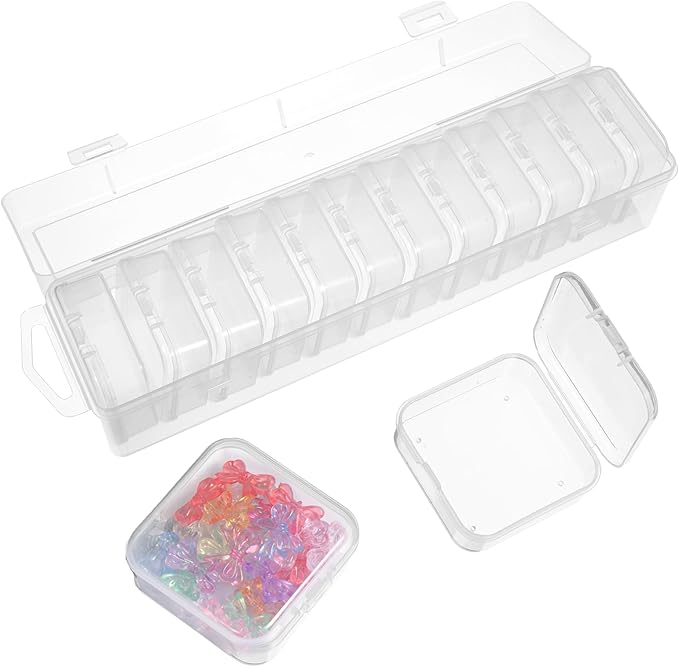 13 PCS Bead Organizer Box Clear Plastic Bead Storage Box Mini Storage Containers for Jewelry Making, DIY Crafts, Small Parts Organization